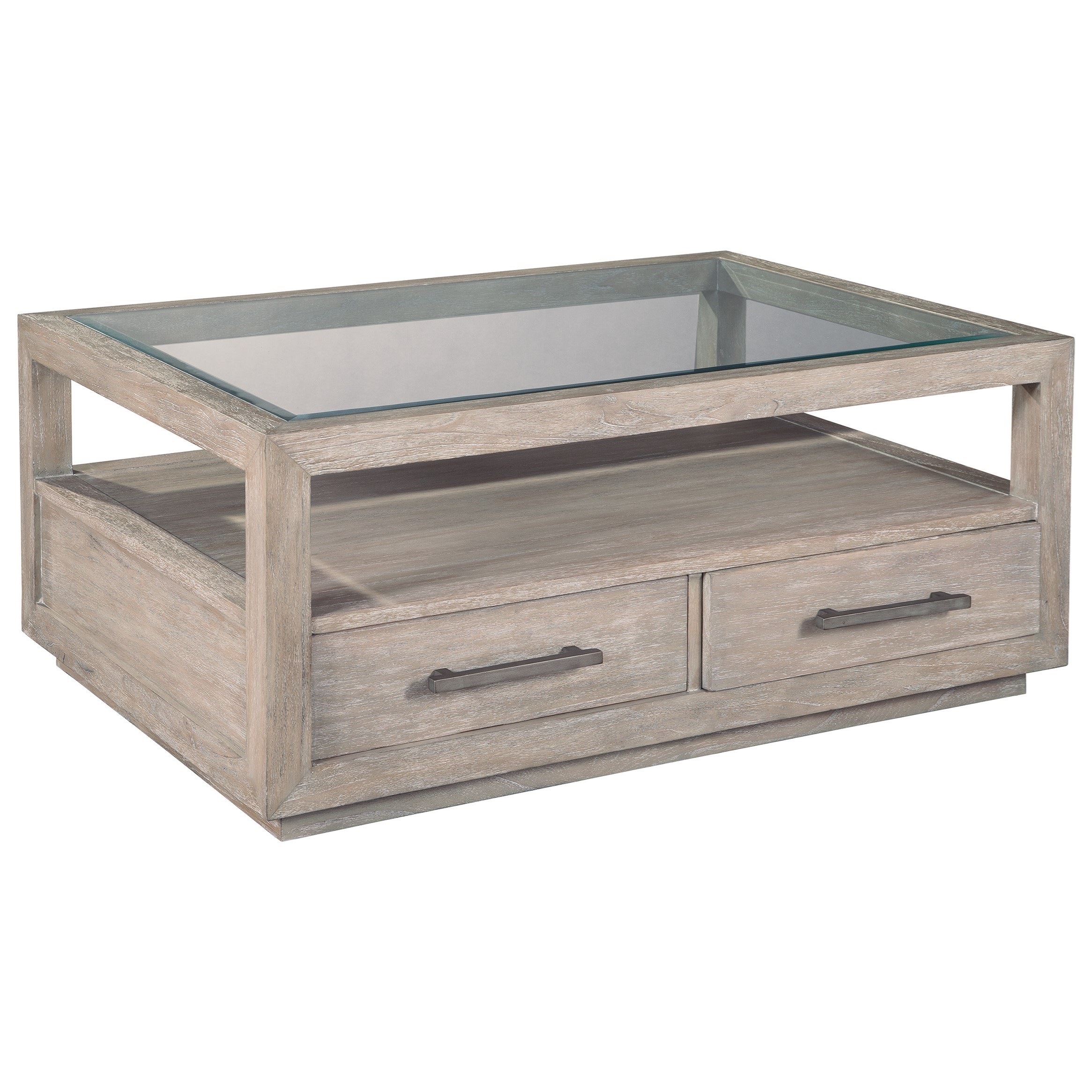 Glass top coffee table with hot sale drawers